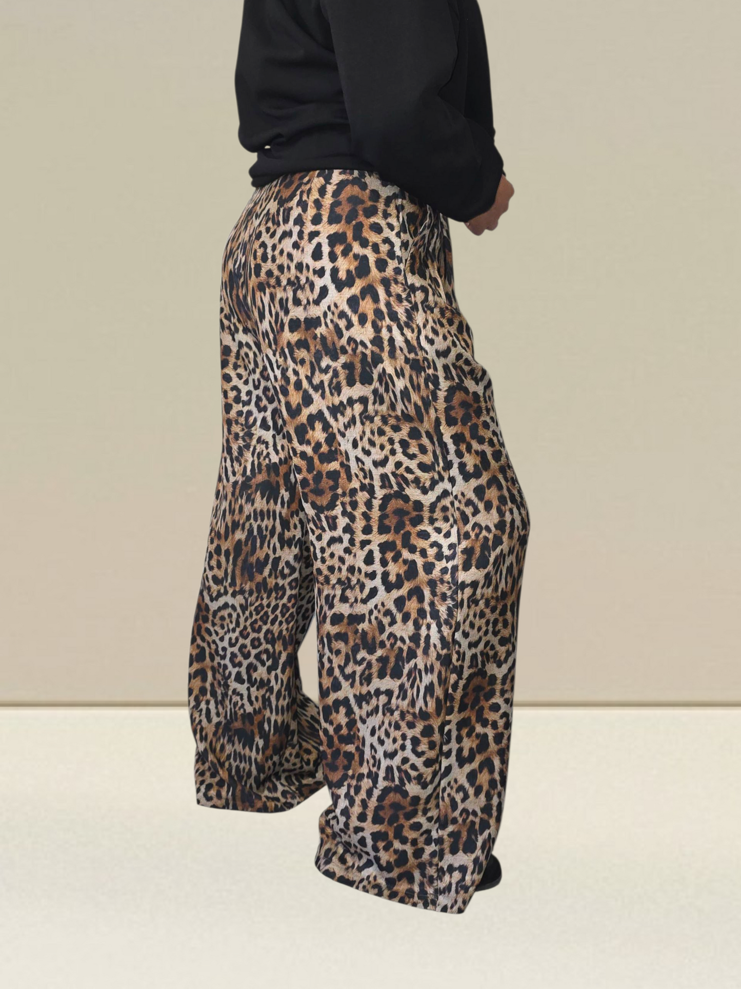 PANTALON TAILLE HAUTE LÉOPARD 100% LIN