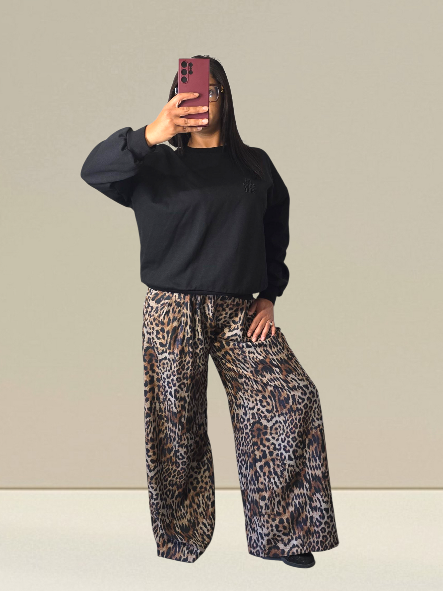 PANTALON TAILLE HAUTE LÉOPARD 100% LIN