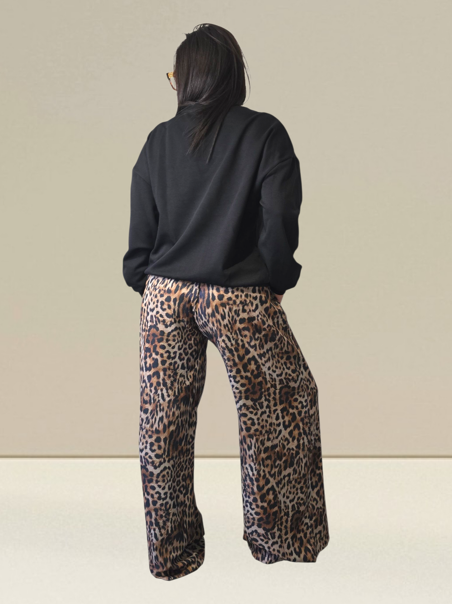 PANTALON TAILLE HAUTE LÉOPARD 100% LIN