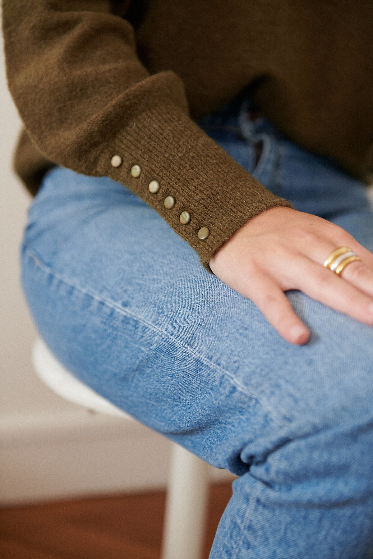 PULL KAKI EN LAINE ET ALPAGA