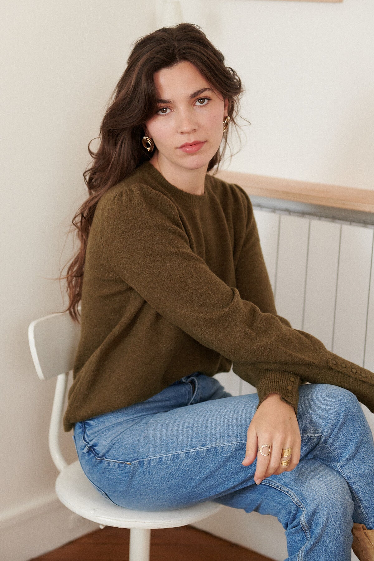 PULL KAKI EN LAINE ET ALPAGA