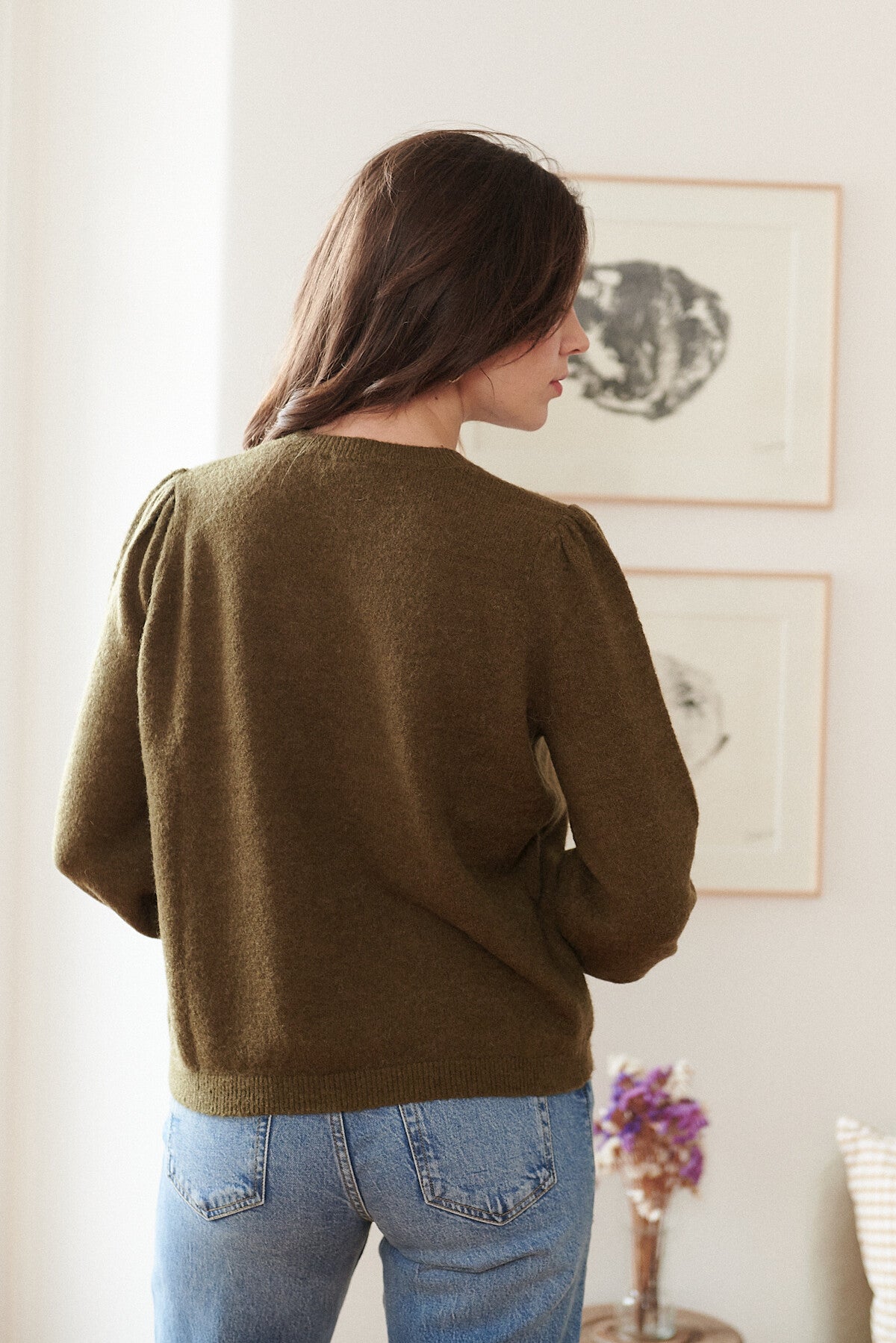 PULL KAKI EN LAINE ET ALPAGA