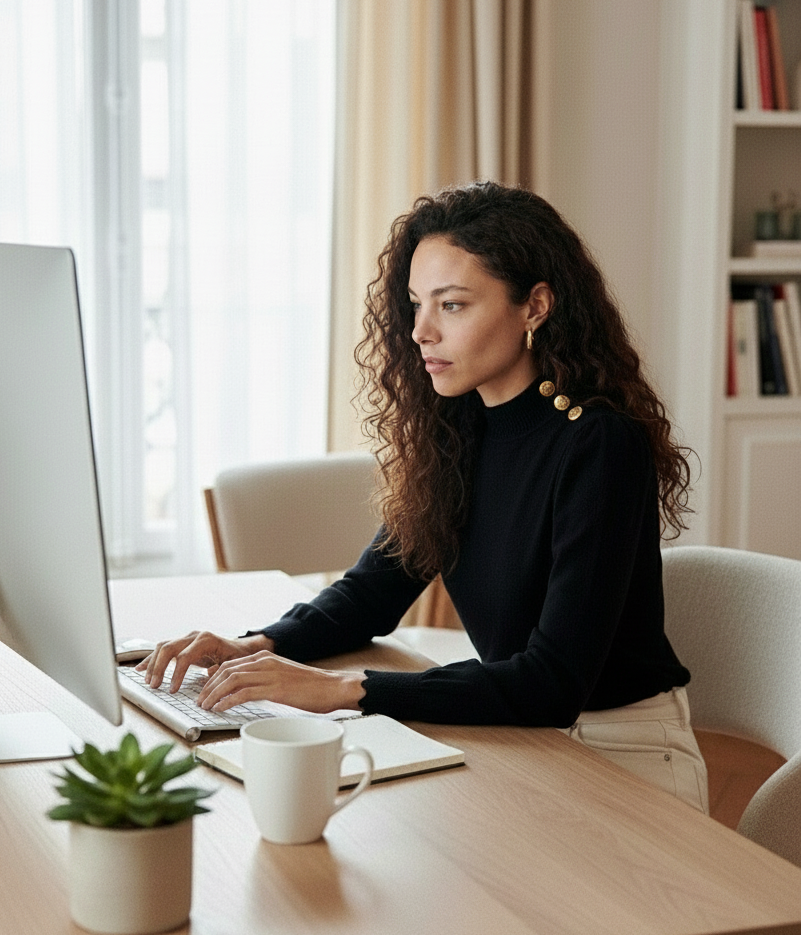 NOIR ÉLÉGANT  - PULL MANCHES BALLON ET BOUTONS DORÉS