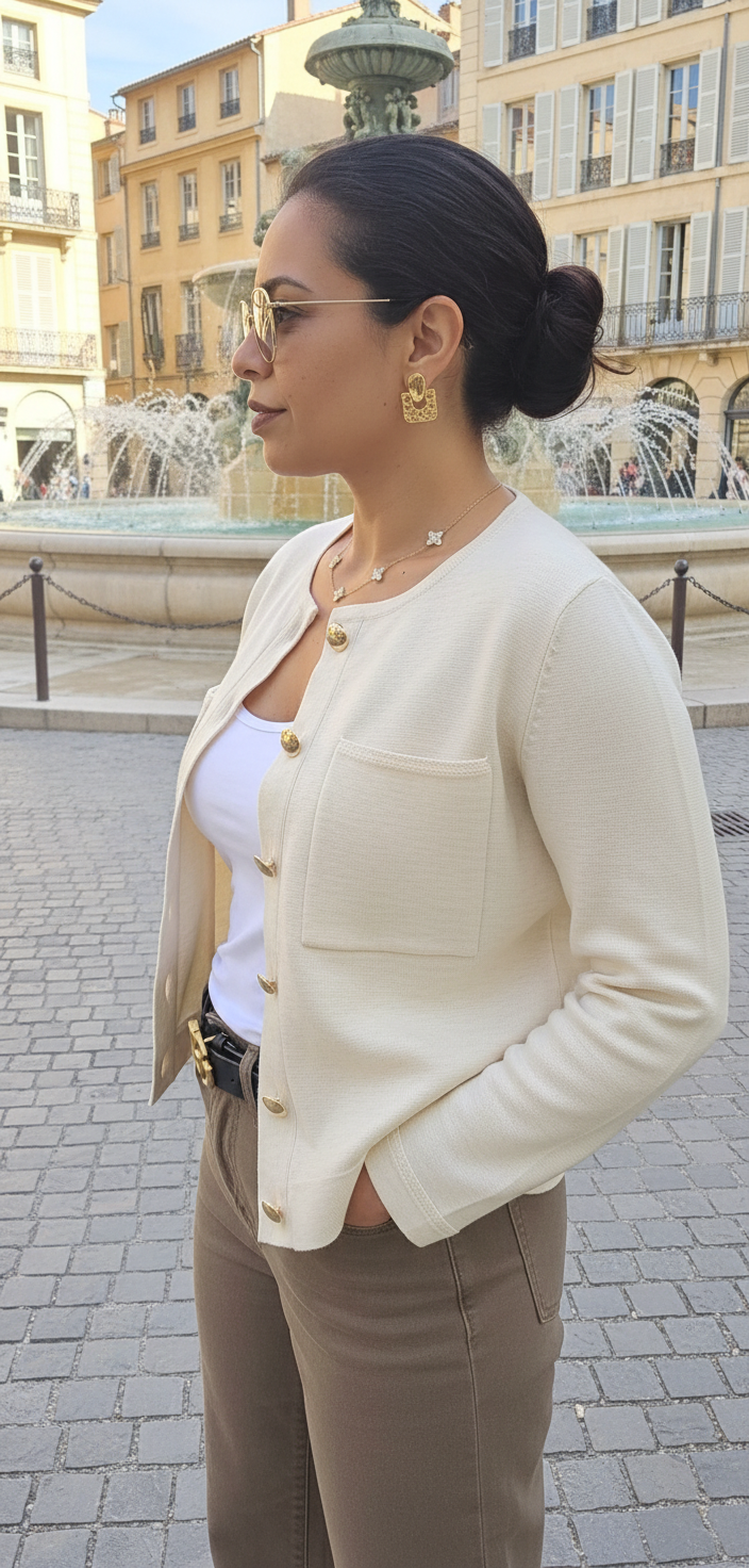 GILET ÉLÉGANT À BOUTONS DORÉS