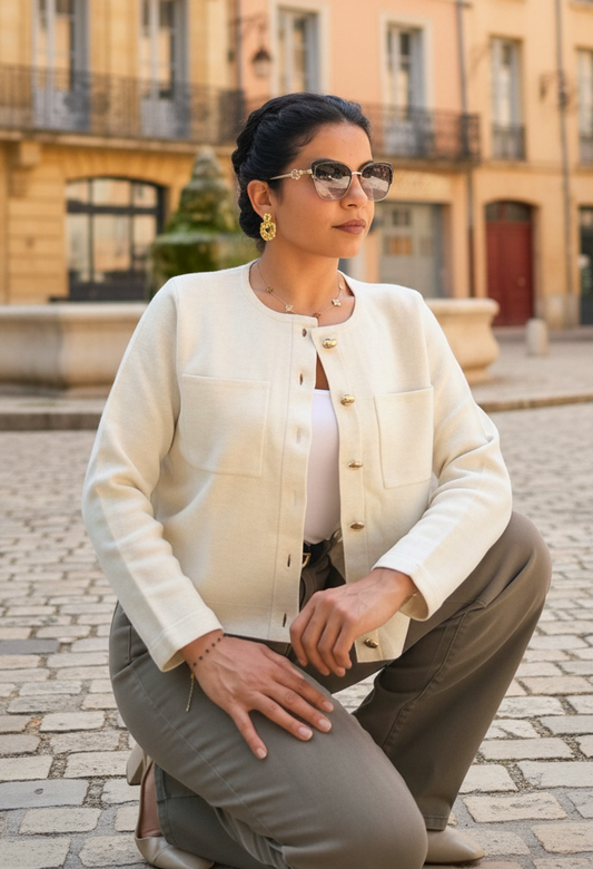 GILET ÉLÉGANT À BOUTONS DORÉS